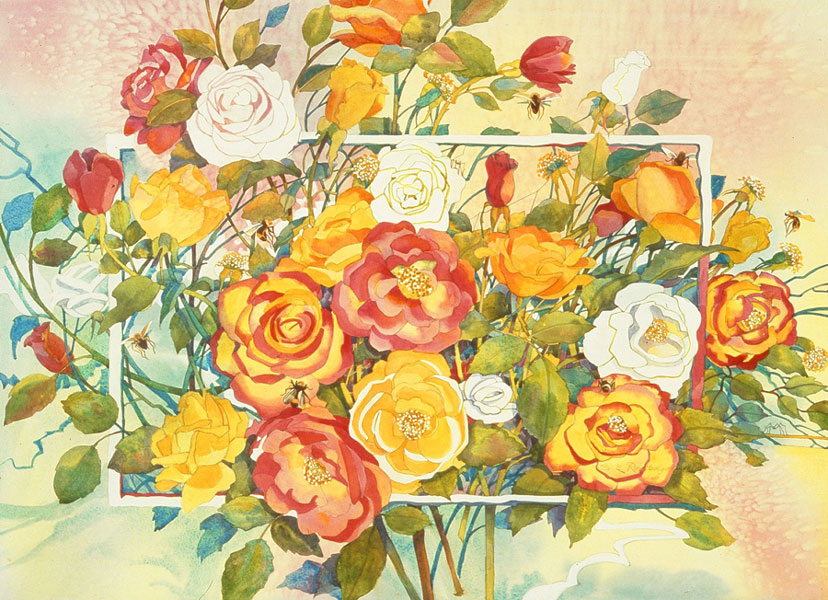 Susan E Routledge - Bees and Roses